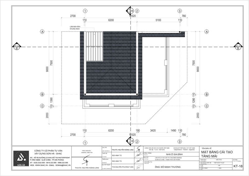 Mặt bằng mái của biệt thự 4 tầng đẹp tại Hải Phòng
