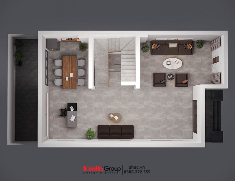 Biệt thự song lập kết hợp văn phòng kinh doanh 90m2 tại Hải Phòng 42 Mặt bằng tầng 1 trong biệt thự song lập kết hợp kinh doanh