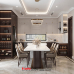 Phòng bếp ăn thoáng sáng được đặt trên tầng 4 nhà biệt thự 4 tầng đẹp