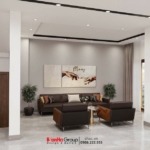 Phòng khách được thiết kế với sự riêng tư tối ưu nhưng vẫn kết nối với các không gian khác bên trong nhà