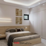 Phòng ngủ nhỏ, tiện nghi trong biệt thự song lập kết hợp kinh doanh