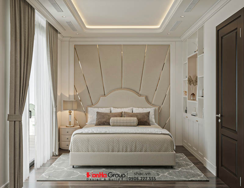 Căn biệt thự 4 tầng lưu giữ những khoảnh khắc chậm trôi của thời gian 57 Phòng ngủ phong cách tân cổ điển thanh lịch với tông màu trắng, xám chủ đạo