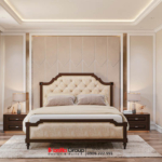 Phòng ngủ tân cổ điển tinh tế trong nhà biệt thự 4 tầng đẹp tại Hải Phòng
