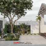 Sân vườn được thiết kế bao quanh nhà, mang đến cho gia đình không gian sống trong lành.