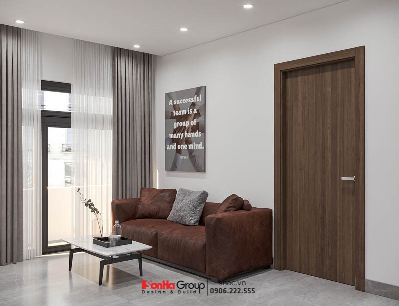 Biệt thự song lập kết hợp văn phòng kinh doanh 90m2 tại Hải Phòng 47 Sảnh chờ nhỏ sang trọng được đặt tại tầng 2, phục vụ cho công việc kinh doanh của gia đình