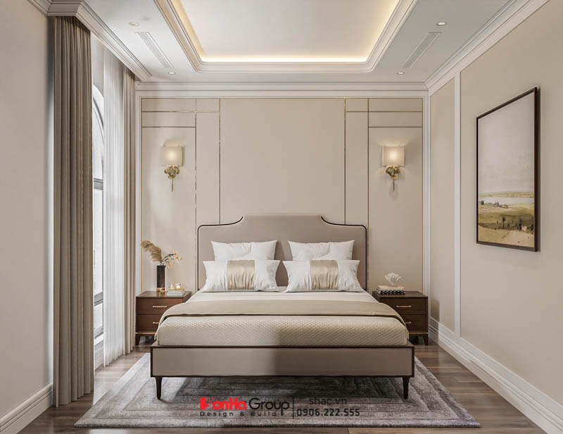 Căn biệt thự 4 tầng lưu giữ những khoảnh khắc chậm trôi của thời gian 59 Thiết kế phòng ngủ thanh lịch, tối giản trong mẫu biệt thự 4 tầng đẹp tại Hải Phòng