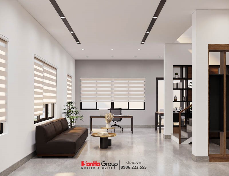 Biệt thự song lập kết hợp văn phòng kinh doanh 90m2 tại Hải Phòng 44 Thiết kế phòng sinh hoạt chung đơn giản, hiện đại trong biệt thự