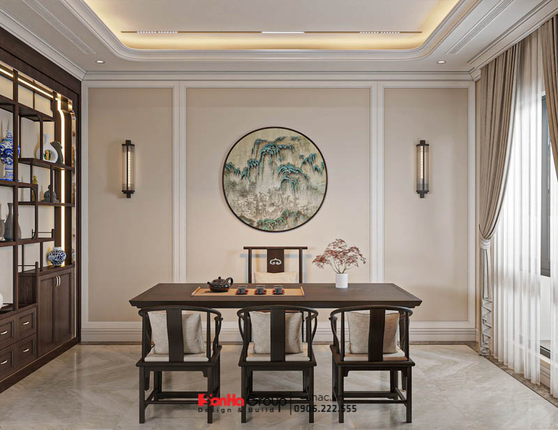 Căn biệt thự 4 tầng lưu giữ những khoảnh khắc chậm trôi của thời gian 54 Với thiết kế mộc mạc, phòng trà là không gian lưu giữ những khoảnh khắc thư giãn vô giá trong ngày.