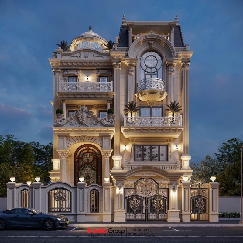 Giải pháp tối ưu chi phí đầu tư trong thiết kế kiến trúc hiệu quả 13 Xây nhà trọn gói biệt thự tân cổ điển 4 tầng sang trọng tại Nghệ An