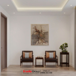 Bàn trà thư giãn được đặt tại tầng 3 trong nhà phố liền kề tại Hải Phòng