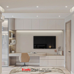 Góc làm việc gọn gàng, thoáng sáng của con gái