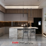 Hệ thống đèn không chỉ mang công dụng chiếu sáng mà còn là yếu tố tạo điểm nhấn cho không gian trong nhà phố liền kề.