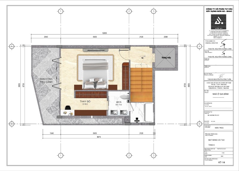 Mặt bằng cải tạo tầng 5 của nhà phố ven hồ tại Hà Nội