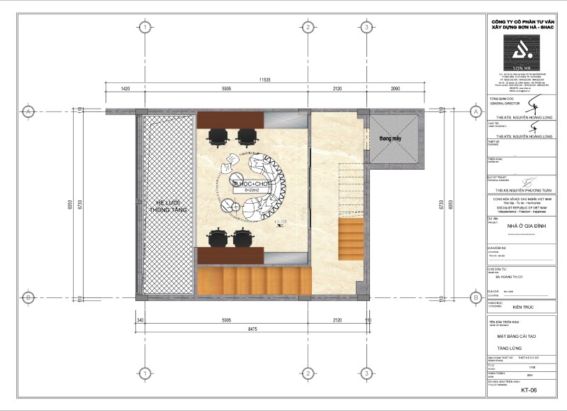 Mặt bằng cải tạo tầng lửng của nhà phố 6 tầng ven hồ tại Hà Nội