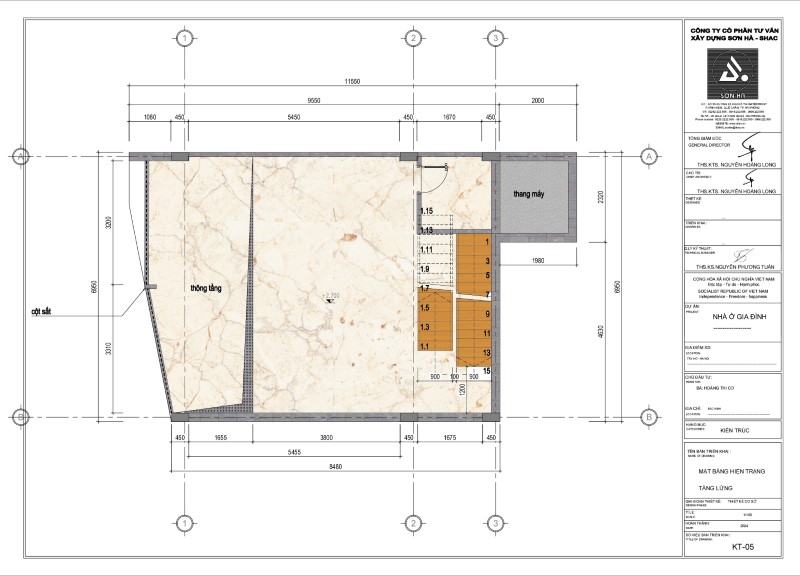 Mặt bằng hiện trạng tầng lửng của nhà phố 6 tầng trước khi cải tạo