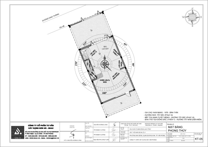 Mặt bằng phong thủy của nhà phố liền kề 3 tầng tại Hải Phòng