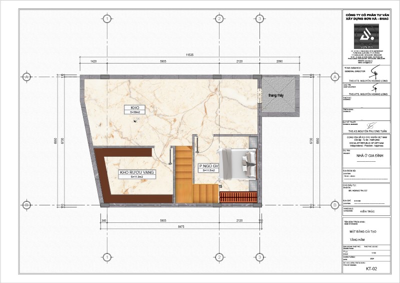 Mặt bằng tầng hầm trong dự án cải tạo nhà phố tại Hà Nội