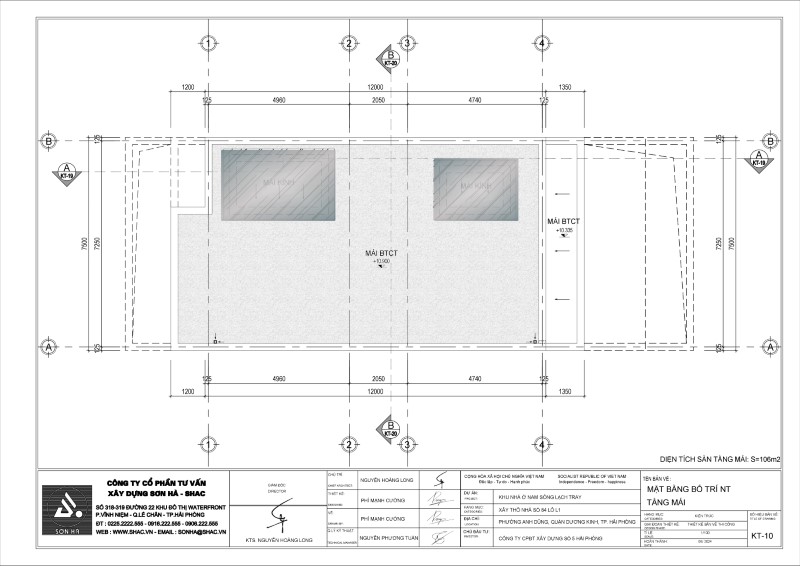 Mặt bằng tầng mái của nhà phố liền kề tại Hải Phòng
