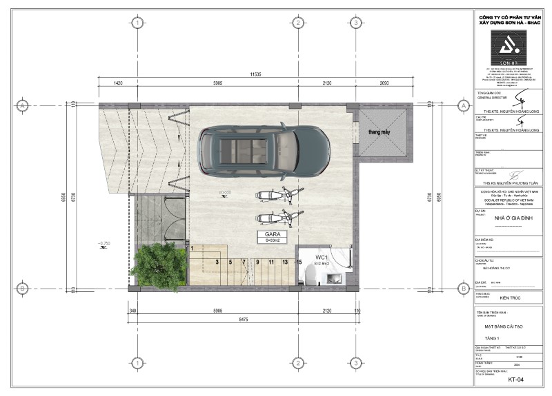 Thiết kế nhà ống Indochine 6 tầng - Kiến tạo không gian sống sang trọng và tinh tế giữa lòng Hà Nội 132 Mặt bằng thiết kế tầng 1 của dự án cải tạo nhà phố 6 tầng tại Hà Nội