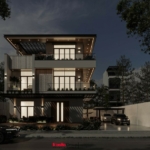 Phối cảnh ban đêm của biệt thự 3 tầng hiện đại tại Nghệ An