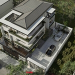 Phối cảnh từ trên cao của biệt thự 3 tầng hiện địa tại Nghệ An