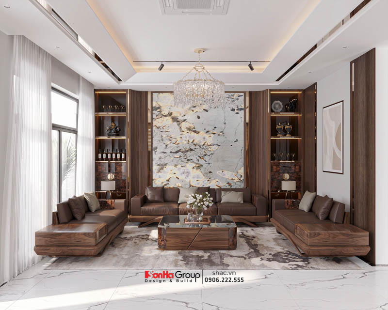 Biệt thự 3 tầng hiện đại: Căn nhà màu nắng lưu giữ một tình yêu 145 Thiết kế nội thất phòng khách