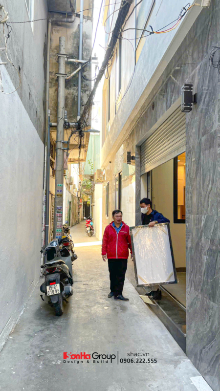 Giải pháp xây nhà ống 2 tầng 1 tum phong cách hiện đại trong ngõ nhỏ - Sơn Hà Group bậc thầy tối ưu không gian 55
