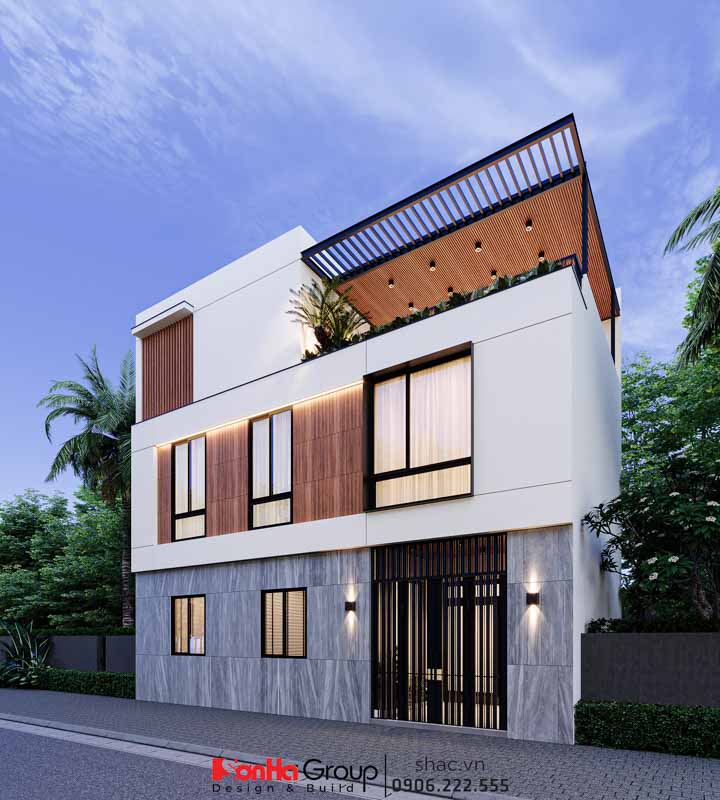 Giải pháp xây nhà ống 2 tầng 1 tum phong cách hiện đại trong ngõ nhỏ - Sơn Hà Group bậc thầy tối ưu không gian 158 Mặt tiền nhà ông Hùng trong ngõ nhỏ trung tâm thành phố