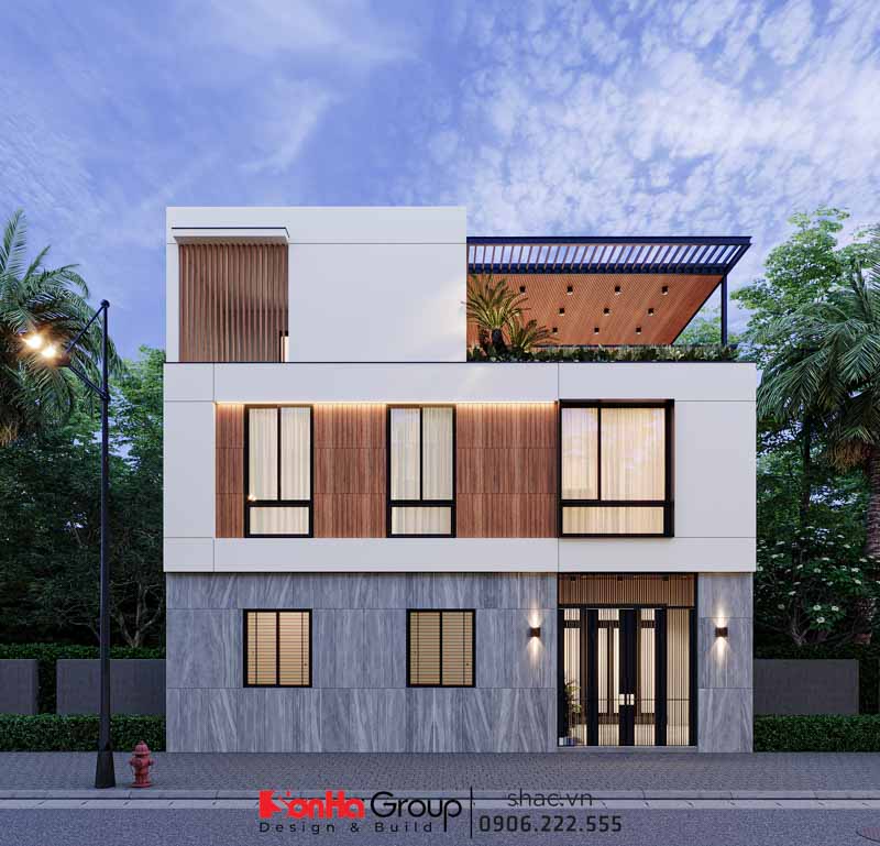 Giải pháp xây nhà ống 2 tầng 1 tum phong cách hiện đại trong ngõ nhỏ - Sơn Hà Group bậc thầy tối ưu không gian 65 Mặt tiền nhà ông Hùng Hàng Kênh Hải Phòng