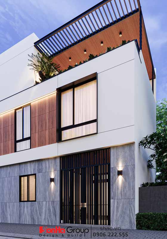 Giải pháp xây nhà ống 2 tầng 1 tum phong cách hiện đại trong ngõ nhỏ - Sơn Hà Group bậc thầy tối ưu không gian 162 Toàn bộ hệ cửa sổ đều sử dụng nhôm xingfa chất lượng cao