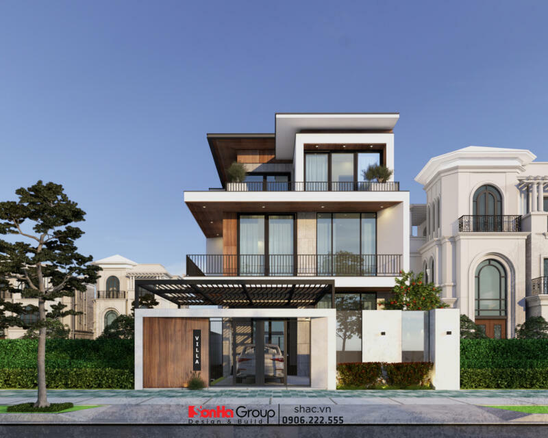 Mẫu biệt thự 3 tầng sở hữu thiết kế hiện đại, gần gũi với thiên nhiên