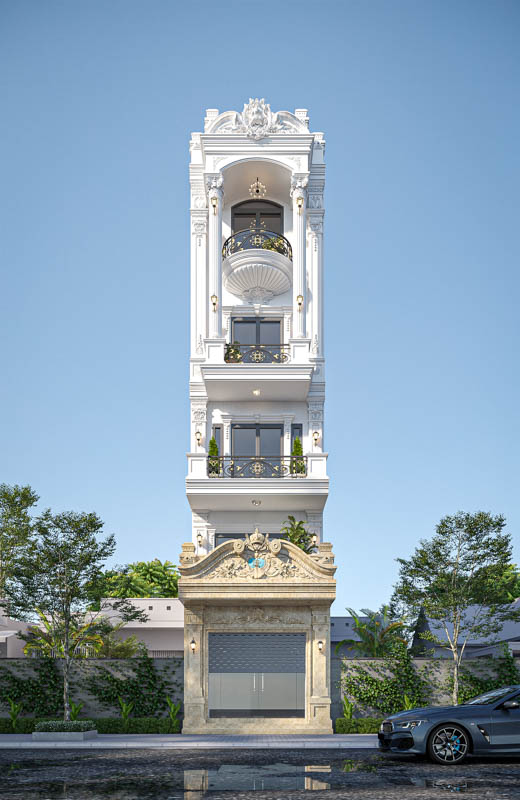 Nghệ thuật sử dụng ánh sáng trong thiết kế nội thất tân cổ điển cho nhà phố 5 tầng 1 tum 1