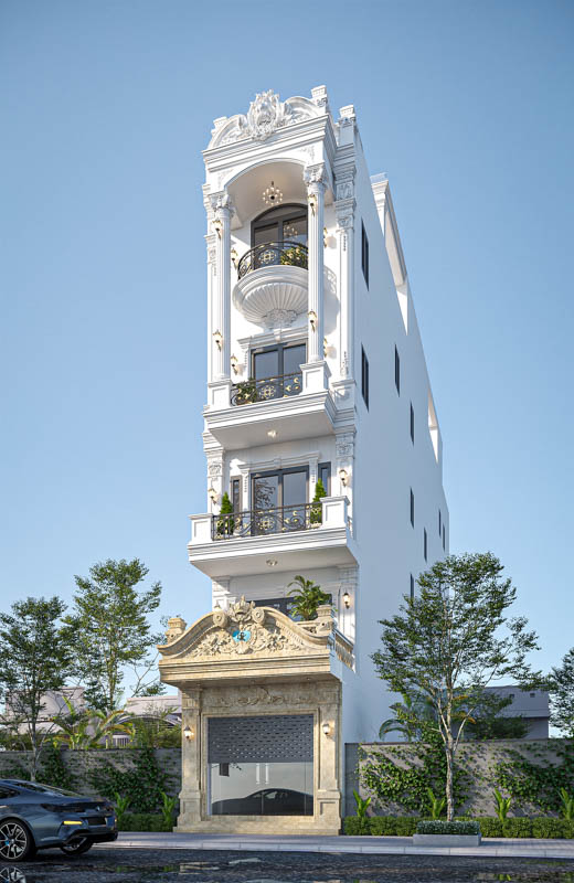 Nghệ thuật sử dụng ánh sáng trong thiết kế nội thất tân cổ điển cho nhà phố 5 tầng 1 tum 2