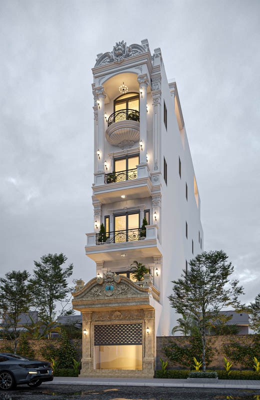 Nghệ thuật sử dụng ánh sáng trong thiết kế nội thất tân cổ điển cho nhà phố 5 tầng 1 tum 3