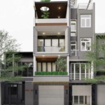Mặt tiền nhà ống 3,5 tầng phong cách hiện đại