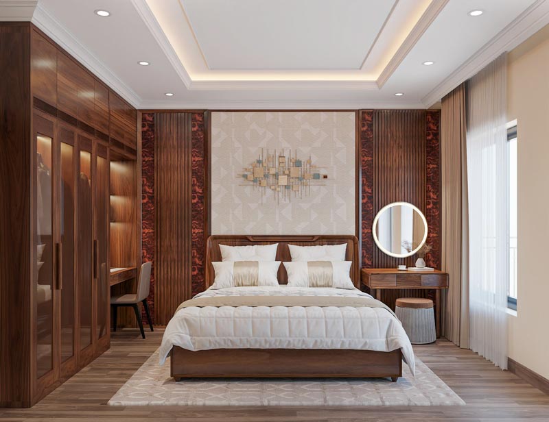 Nghệ thuật sử dụng ánh sáng trong thiết kế nội thất tân cổ điển cho nhà phố 5 tầng 1 tum 27