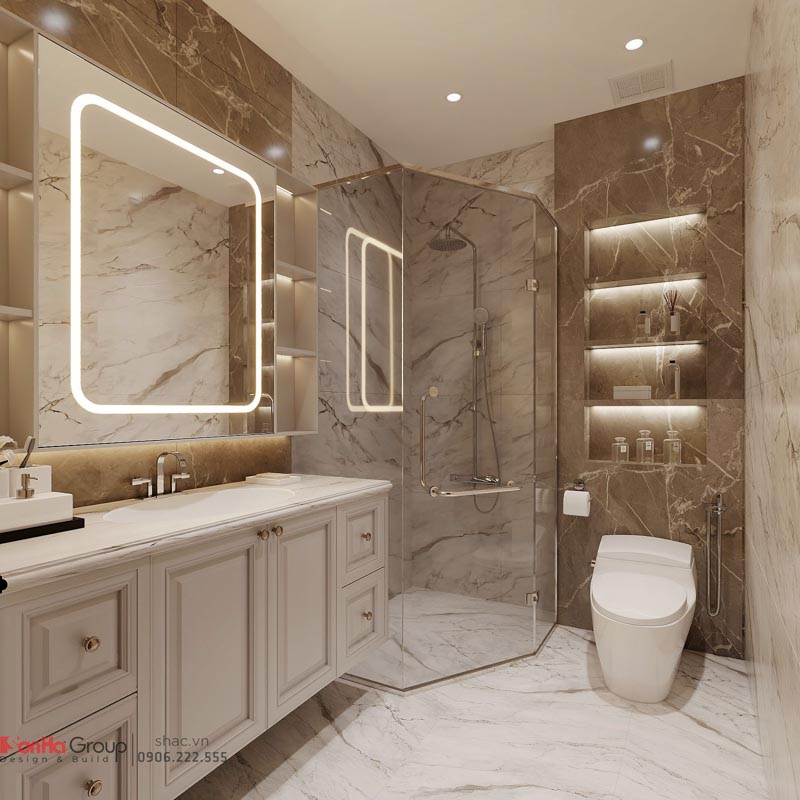 Nghệ thuật sử dụng ánh sáng trong thiết kế nội thất tân cổ điển cho nhà phố 5 tầng 1 tum 33