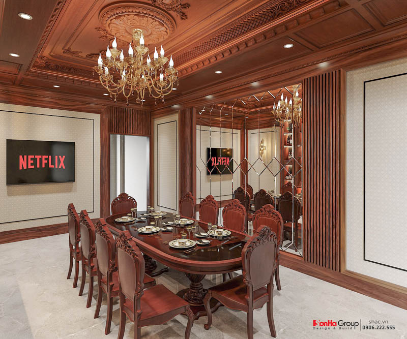 Nghệ thuật sử dụng ánh sáng trong thiết kế nội thất tân cổ điển cho nhà phố 5 tầng 1 tum 6