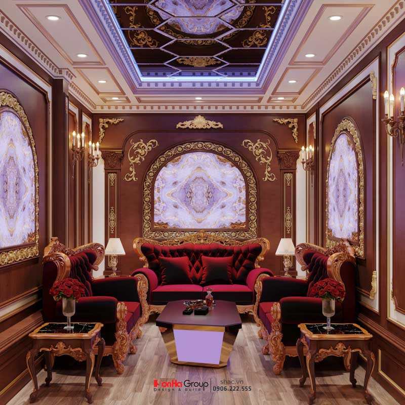 Nghệ thuật sử dụng ánh sáng trong thiết kế nội thất tân cổ điển cho nhà phố 5 tầng 1 tum 15