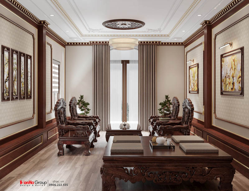 Nghệ thuật sử dụng ánh sáng trong thiết kế nội thất tân cổ điển cho nhà phố 5 tầng 1 tum 24