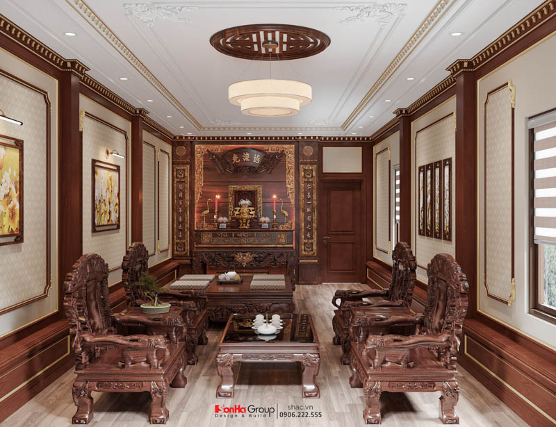 Nghệ thuật sử dụng ánh sáng trong thiết kế nội thất tân cổ điển cho nhà phố 5 tầng 1 tum 25