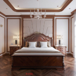 Phòng ngủ master tone gỗ phong cách Tân Cổ Điển
