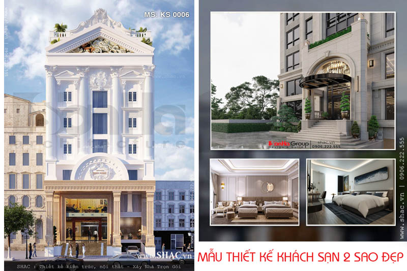 30+ Mẫu thiết kế khách sạn 2 sao đẹp, tiện nghi mới nhất 2025