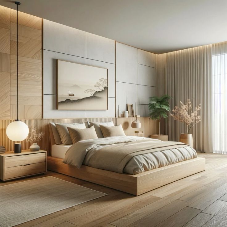 Phòng ngủ phong cách Nhật Bản với nội thất chân thấp