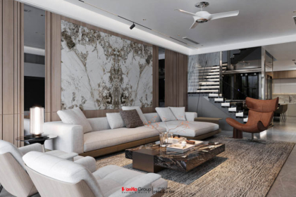 Nhà mặt phố 3 tầng 1 tum hiện đại - Xây nhà trọn gói Hải Phòng