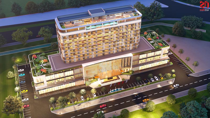 Sơn Hà Group Bật Mí Công Thức Thiết Kế Khách Sạn Hiện Đại Sinh Lời Cao 3 Thiết kế khách sạn Liêm Sơn Hà Nam - Khu vườn trên cao