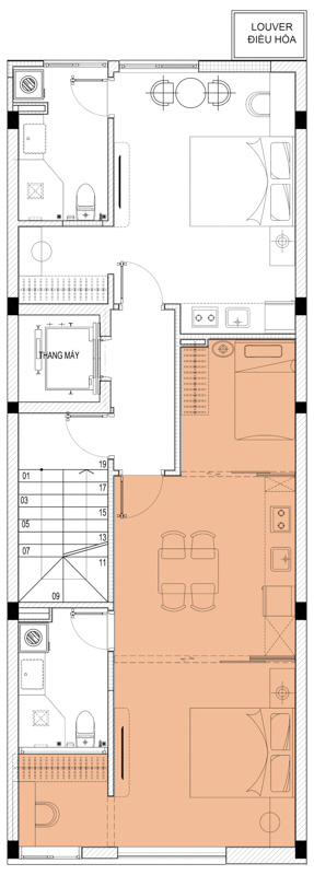 Thiết kế căn hộ cho thuê tại Hải Phòng 5 tầng 1 tum phong cách hiện đại 24