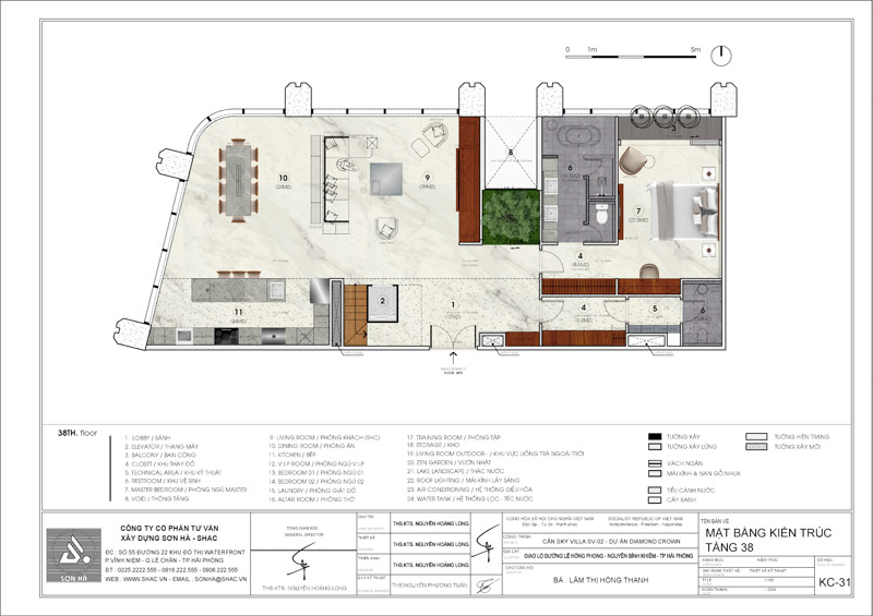 Thiết kế nội thất căn hộ Sky Villa Diamond Crown Hải Phòng - Mặt bằng tầng 1