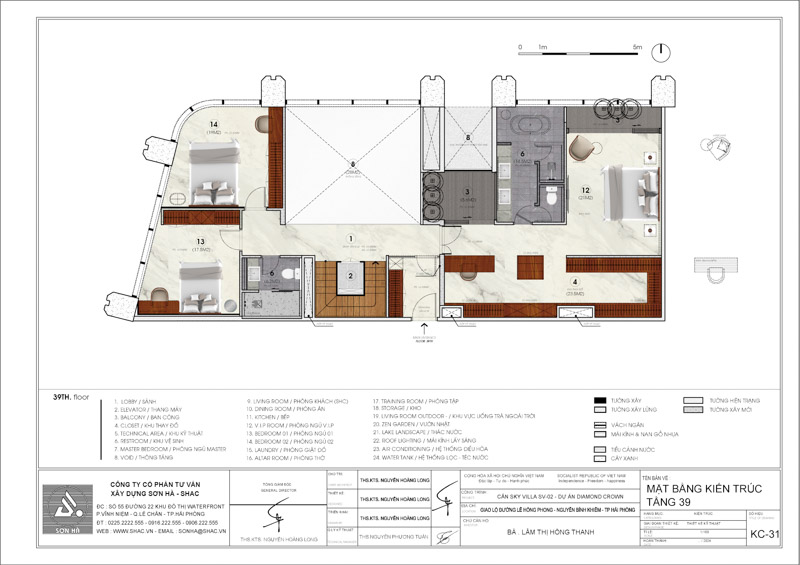 Thiết kế nội thất căn hộ Sky Villa Diamond Crown Hải Phòng - Mặt bằng tầng 2