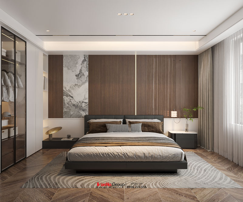 Thiết kế tòa nhà văn phòng kết hợp nhà ở – Sự kết hợp hoàn hảo giữa công năng và thẩm mỹ 111 phòng ngủ thiết kế vách gỗ đầu giường ấm áp